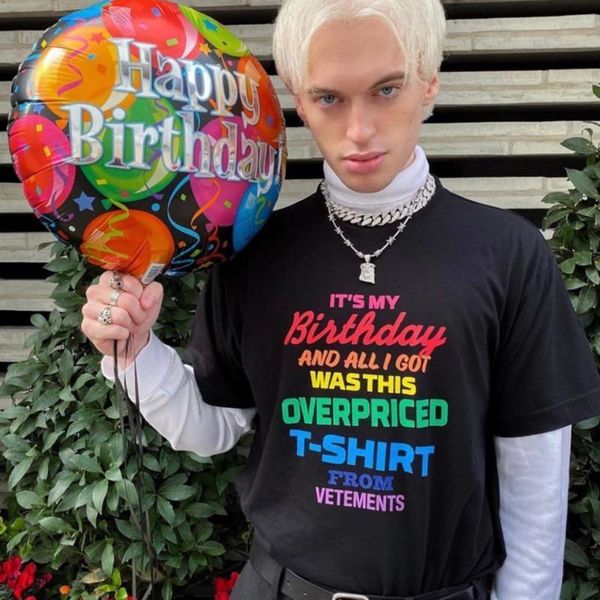 

20ss rainbow letter printing my birthday loose crew neck t-shirt tee couple women mens designer fashion shirt hfxhtx042, White;black