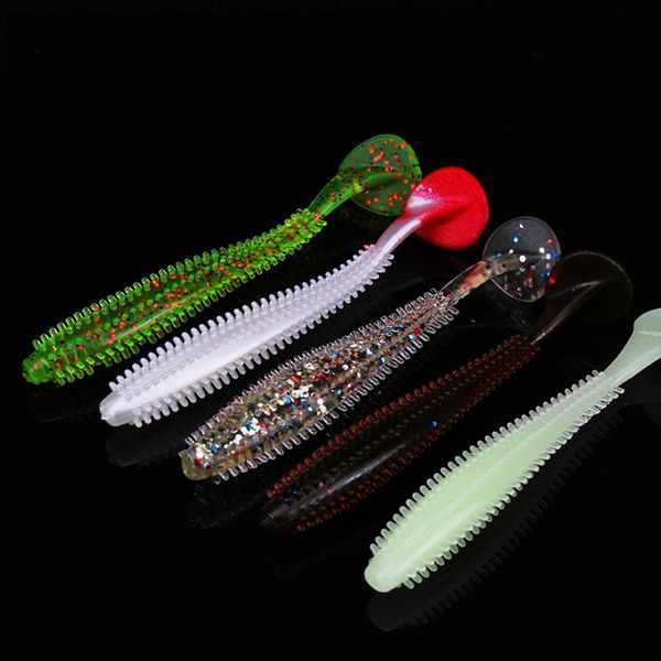 

walk fish 5pcs/lot 6cm/9cm fishing soft lure bait sea cucumber paddle t-tail single tails grub worm glow fish accessories