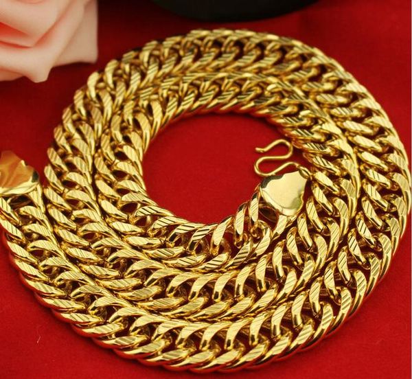 12-миллиметровая двойная пряжка кнут цепи мужчин 18-каратного золота кубинского ожерелья
