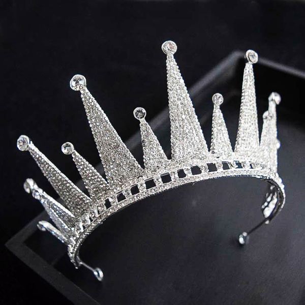 

sweet crystal pearls beaded ladies rhinestone adorned bridal crown middle east bride's headpieces quinceanera head tiaras accessories, Silver