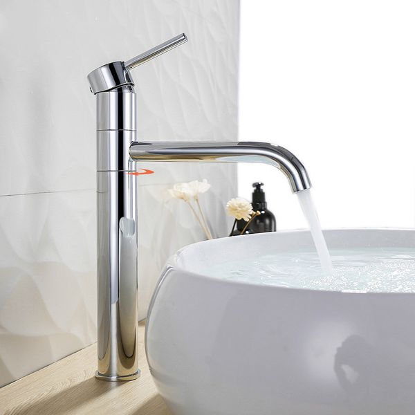 

Rotate Bathroom Faucet Solid Brass Gold Long Style Basin Water Mixer Tap Single Hole Polished Chrome Sink Hardware