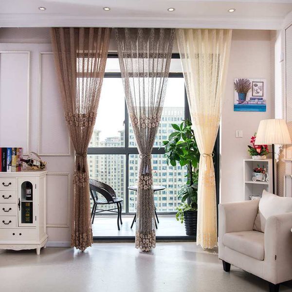 

high - grade jacquard hollow breathable solid color tulles for living dining room bedroom