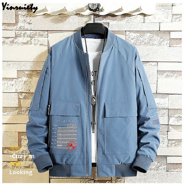 

autumn spring plus size men bomber jacket black blue white oversized loose hip hop streetwear coat fashion casual zipper outwear, Black;brown