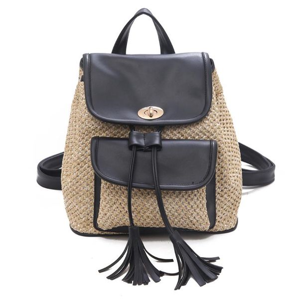 

weaving tassel women backpack preppy style school bags soft fabric travel backpack bookbag for teenage girls sac a dos#fx