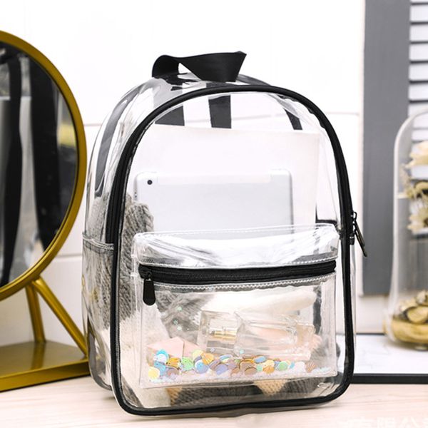 

women girls fashion clear pvc shoulder transparent travel backpack makeup bags 3 colors