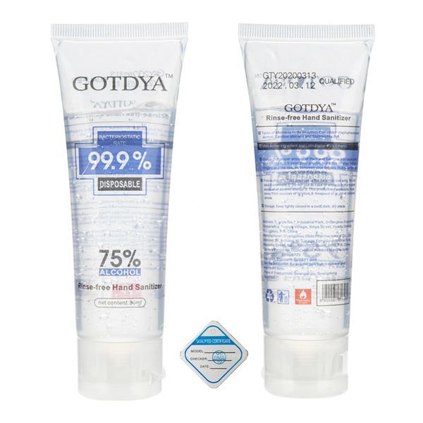 

selling gotdya 80ml 75% alcohol 99.9% antibacterial waterless hand sanitizer gel with ce msds certification