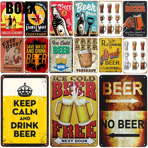 

ice beer plaque metal vintage tin sign pin up shabby chic decor metal signs vintage bar decoration milan retro poster pub plate