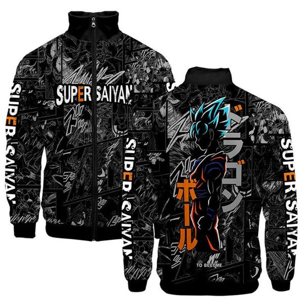 

creative dbz 3d printed stand collar zipper jacket men boys fashion goku sweatshirt ainme harajuku jackets clothing, Black;brown
