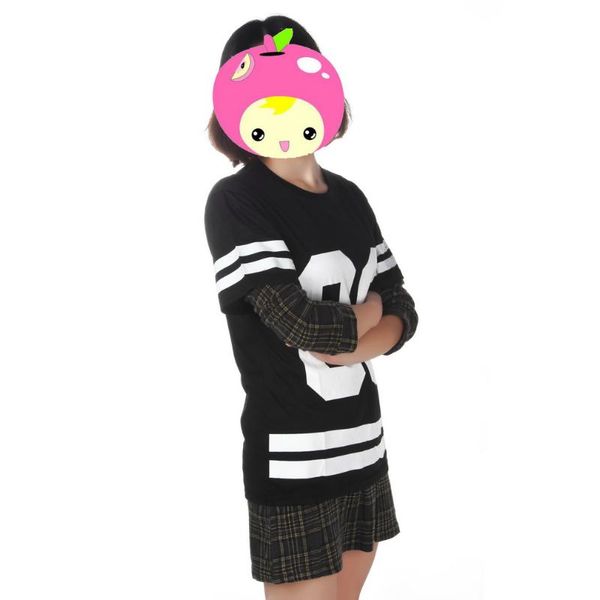 

womens baggy oversized boyfriend american baseball 86 print t-shirt top, White;black