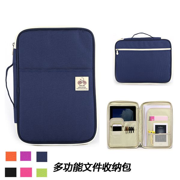

multi-functional portable waterproof cosmetic bag cases oxford storage bag notebooks pens computer a4 document bags filing