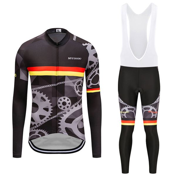 

mu26 long-sleeved trousers cycling jersey, mountain bike riding suit, french racing suit, team uniform, Black;red