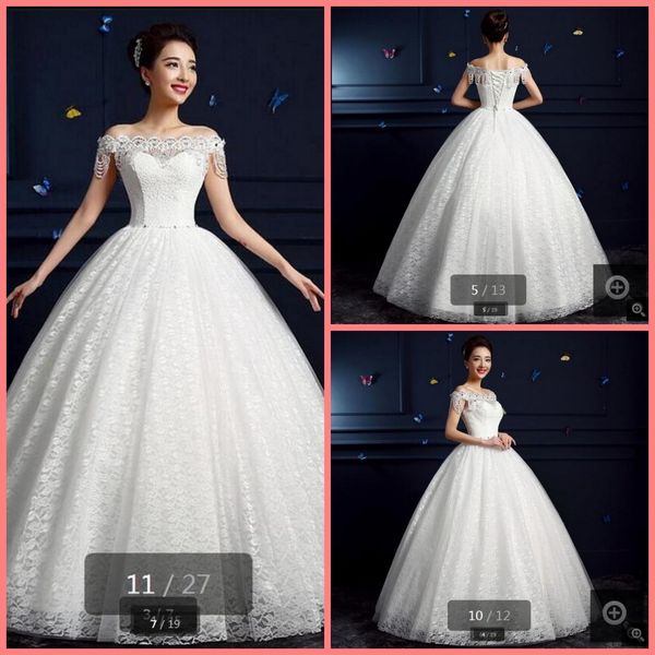 

2019 robe de mariage white lace off the shoulder wedding dress princess puffy long pearls beading wedding gowns selling stylish