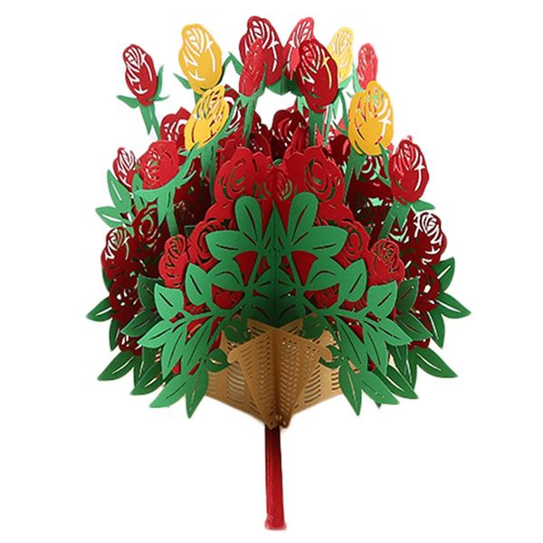 

1pcs 3d stereoscopic rose flower greeting card valentine's day wedding invitation cards romantic gift wedding party supplies