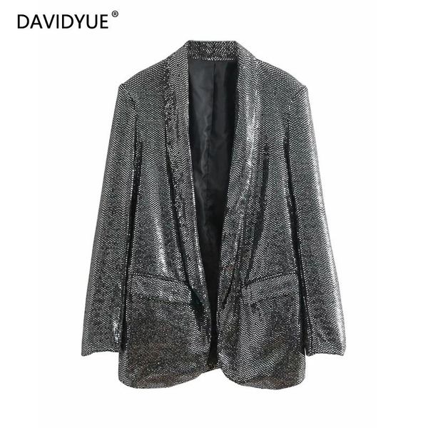 

winter sequined women blazers and jackets streetwear long sleeve ladies blazers feminino casual party sequin coats outwear 2018, White;black