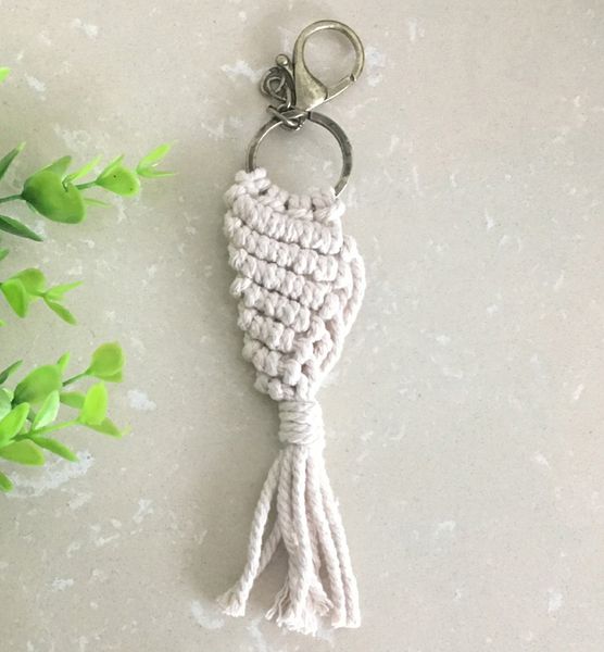 Брелок для ключей Macrame Хлопковая веревка Брелки ручной работы Плетеный витой Макрейм Брелок для ключей Кошелек Рюкзак Очарование Бохо Аксессуары Настроить