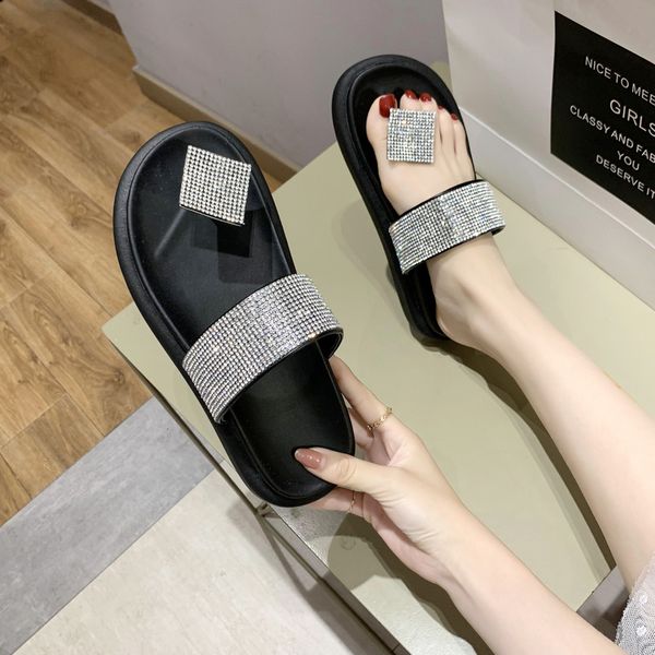 

slippers women summer slides med shoes platform pantofle rubber flip flops 2020 hawaiian soft flat pu fabric, Black