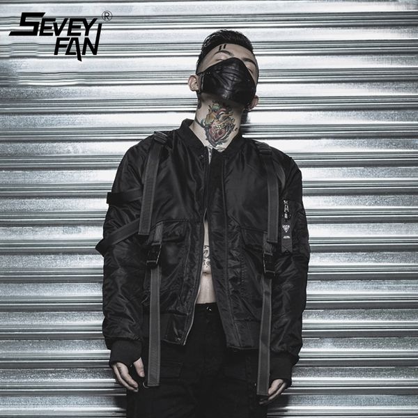

bomber jacket coat winter men harbor pilots ma1 coat casual ribbon spliced patch hip hop rock punk thick streetwear top, Black;brown