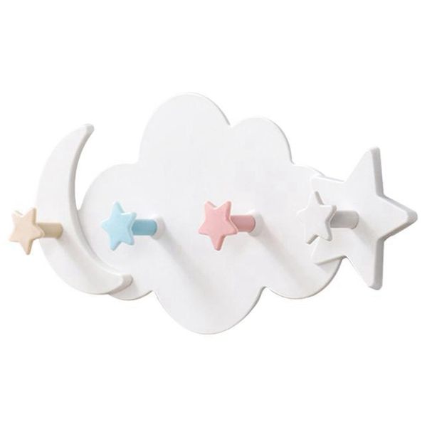 

wall mounted key holder creative star moon cloud shape nail 4 hooks bathroom moisture proof multi functional hooks