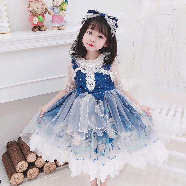 

girl spanish princess dresses kids lolita birthday christening party dress toddler girls boutique bow lace frock vestidos, Red;yellow