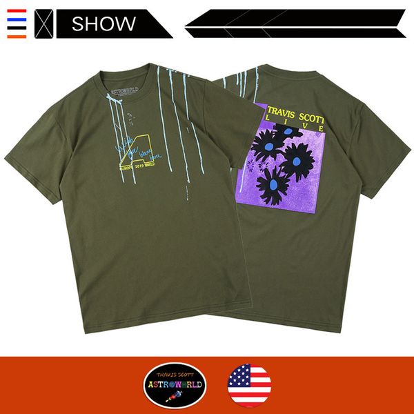

travis scott astroworld festival run flower tee men and women short sleeve t shirt, White;black