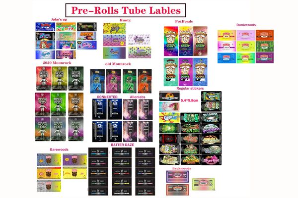 

multi types pre-roll joint blunt labels stickers dankwoods pothead moonrock barewoods runtz joke's up better daze preroll labels