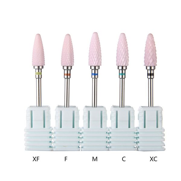 

flame cuspidal nail art drill bit polish tool ceramic mounted grinding stone head electric manicure cutter, Silver