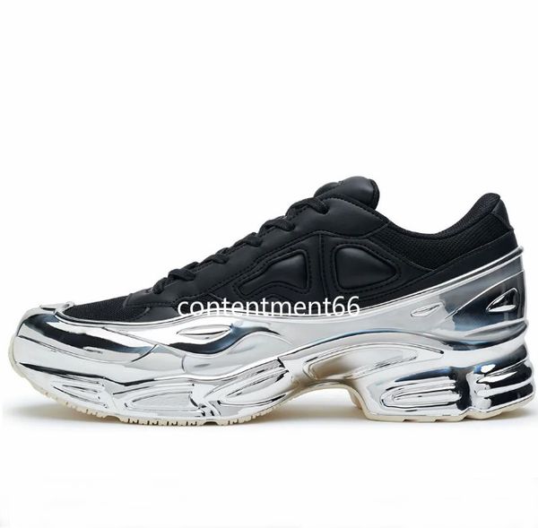 

2019 new fashion alliance ozweego coated casual shoes reflective patent leather raf men's and women's casual shoes, Black