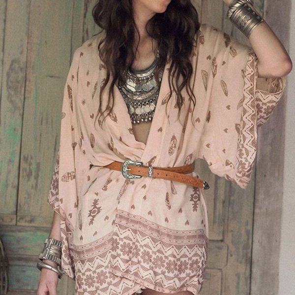 Fashion-Beach Cover Up Blouse Cardigans Женские бикини Летние Длинные Шифон Кардиган Свободные Топ Блузка Пальто рубашки Пляжная Одежда Шаль Кимоно