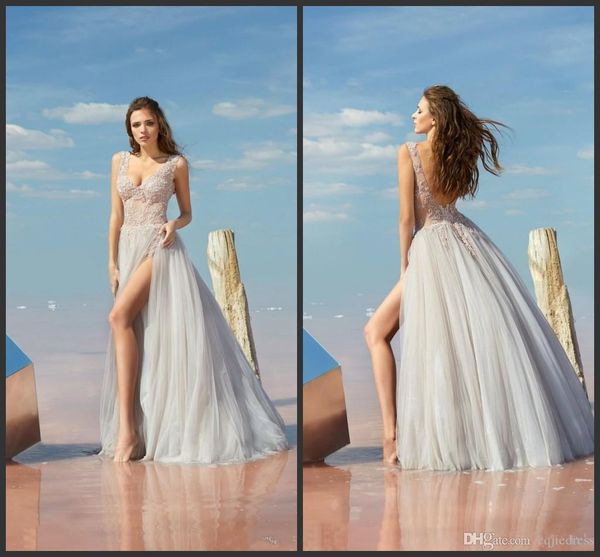 

сексуальные вечерние платья с боковыми разрезами длинные кружева аппликация спинки пляжное платье выпускного вечера для женщин scoop шеи илл, Black;red