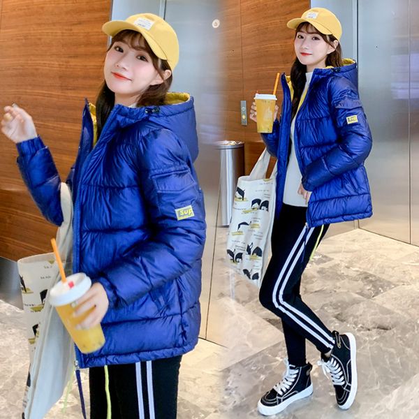 

down new dress female korean version loose colour matching fashion leisure student female cotton dress coat, Black