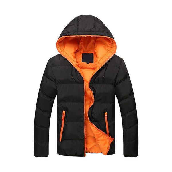 

winter men's jacket warm coat jacket parkas jackets zipper hooded stand collar, Black