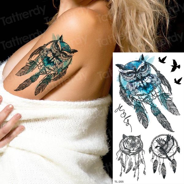 Acheter Manchon De Tatouage Femmes Tatouage Autocollants Temporaires Corps Tatouages Anime Chouette Licorne Capteur De Rêves Tatouage Faux Eau