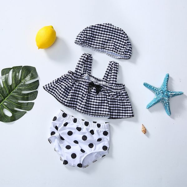 

2019 children's girls cute split gray plaid shoulder dress dance spring strapless skirt swimsuit swimsuit holiday, White;black