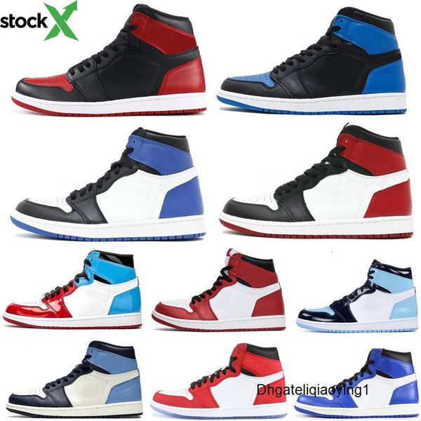 

new high og 1s bred chicago banned fearless royal basketball shoes men 1 3 shattered backboard shadow obsidian iverson sports sneakers, Black