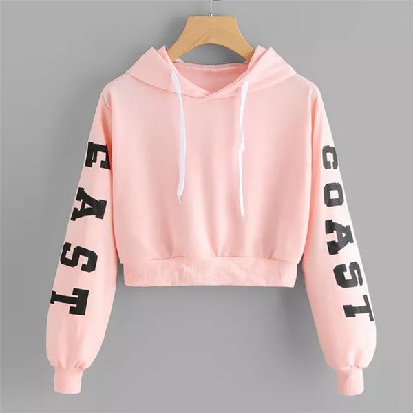 

women's fashion sweatshirt womens letters long sleeve hoodie sweatshirt pullover dropshipping cropped size xs-xl, Black