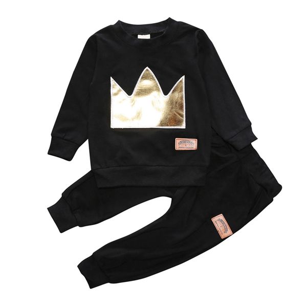 

горячий малыш мальчик девочки корона топы футболка + леггинсы наряды комплект костюм одежда, 18-24 месяцев, White