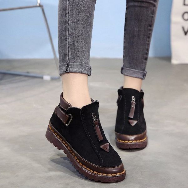 

Women Ankle Boots Spring Plus Size Female Short Booties Platform Retro Nebuck Fashion Zipper Casual Woman's Shoes 2019