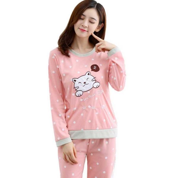 

pajama set new spring summer comfortable cotton fabric cartoon cute animal long-sleeved pajamas set practical home service, Blue;gray