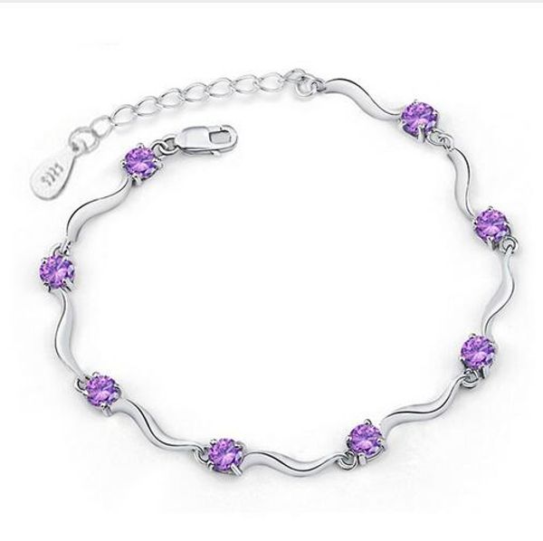 

fashion chain bracelets for women crystal bracelets 925 sterling silver bracelets bangles fine jewelry gb654, Black