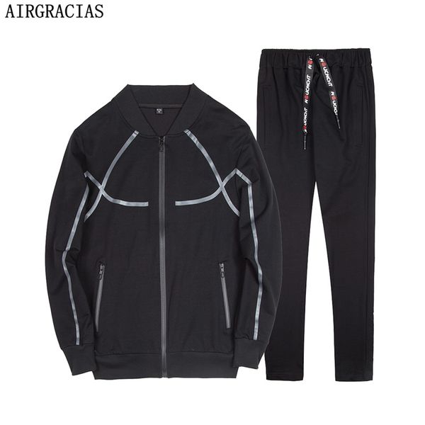 

airgracias two piece set tracksuit мужчины весна new толстовка кулиской спортивная мужская повседневная sweatpants сша / евро размер, Gray