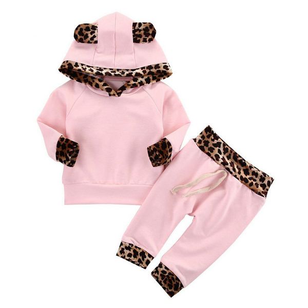 

infant toddlerm newborn baby girl clothes leopard side pink coat hoodie sweatshirt pants leggings outfits sets, White