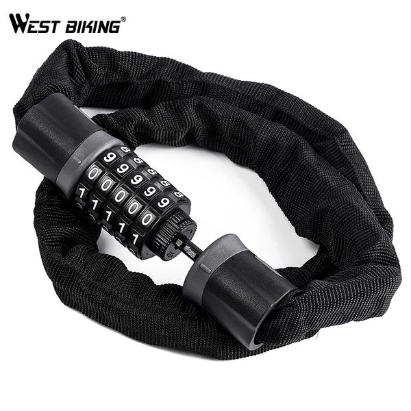 

west biking bike lock 0.9/1.2/1.45m motorcycle bicycle cable lock anti-theft with 5 password coded alloy steel locks for cycling