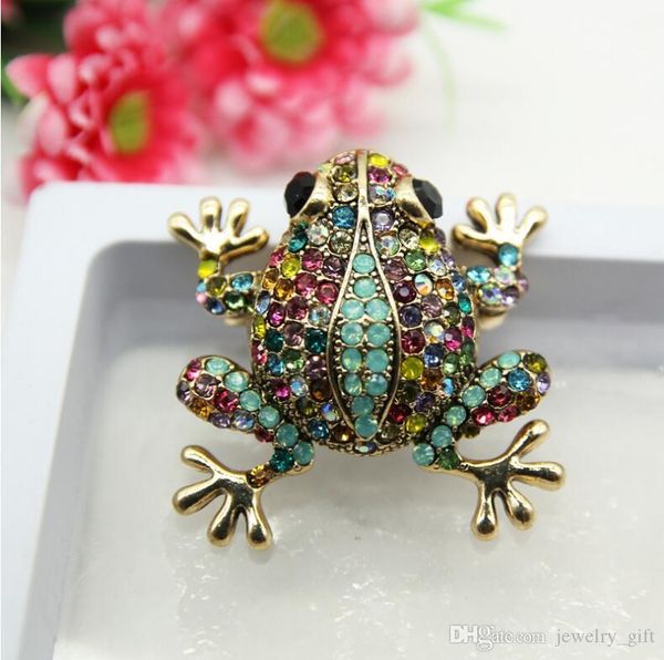 

2019 europe and the united states new product personality cartoon full diamond brooch creative wild frog brooch animal brooch wholesale, Gray