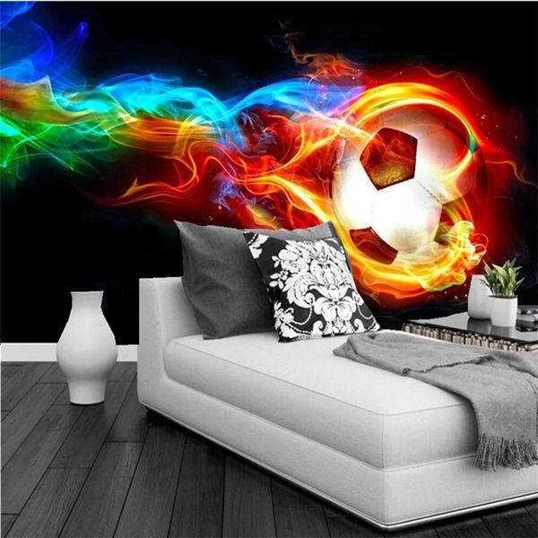 

cool color flame football 3d p wall mural wallpaper personalized customization living room bedroom interior design wallpaper