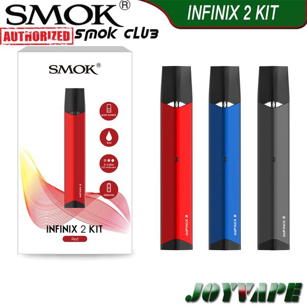 

SMOK INFINIX 2 Kit Встроенный 450mAh с 2 мл 1.4ohm MTL Многоразового картриджа с ручками Стиль ручки с пневматическим приводом Система Vape Vape Kit 100% оригинал