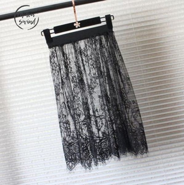 

short women lace skirts fashion casual mesh tulle skirt hollow out summer pencil elegant elastic black white skirt d6