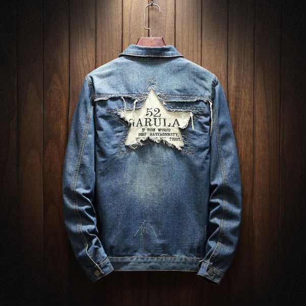 

mens denim jackets 2020 new spring hollow patch casual denim jacket men's korean trend slim jacket, Black;brown
