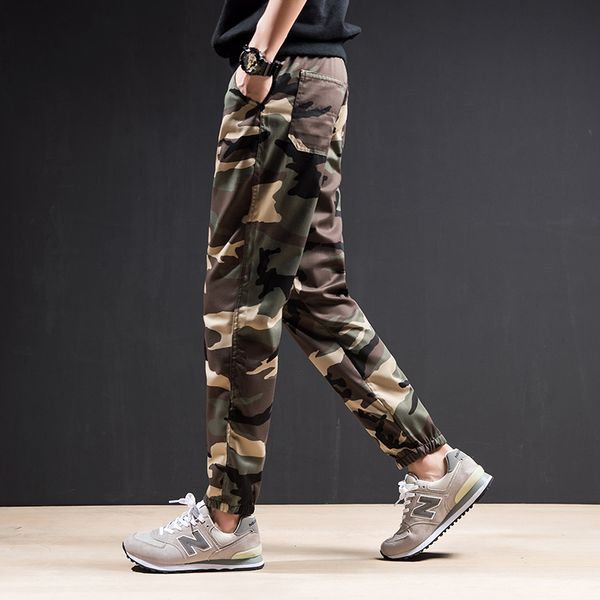 

men casual pants spring autumn camouflage pencil pants, Black