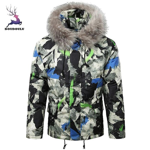 

doudoulu 2018 mens autumn winter camouflage print pullover long sleeve hooded blouse casual parka coat men for winter #ew, Black;brown