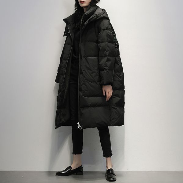 

90% white duck down jacket women clothes 2020 winter coat women korean hooded puffer jacket warm parka 195y262 yy2189, Black